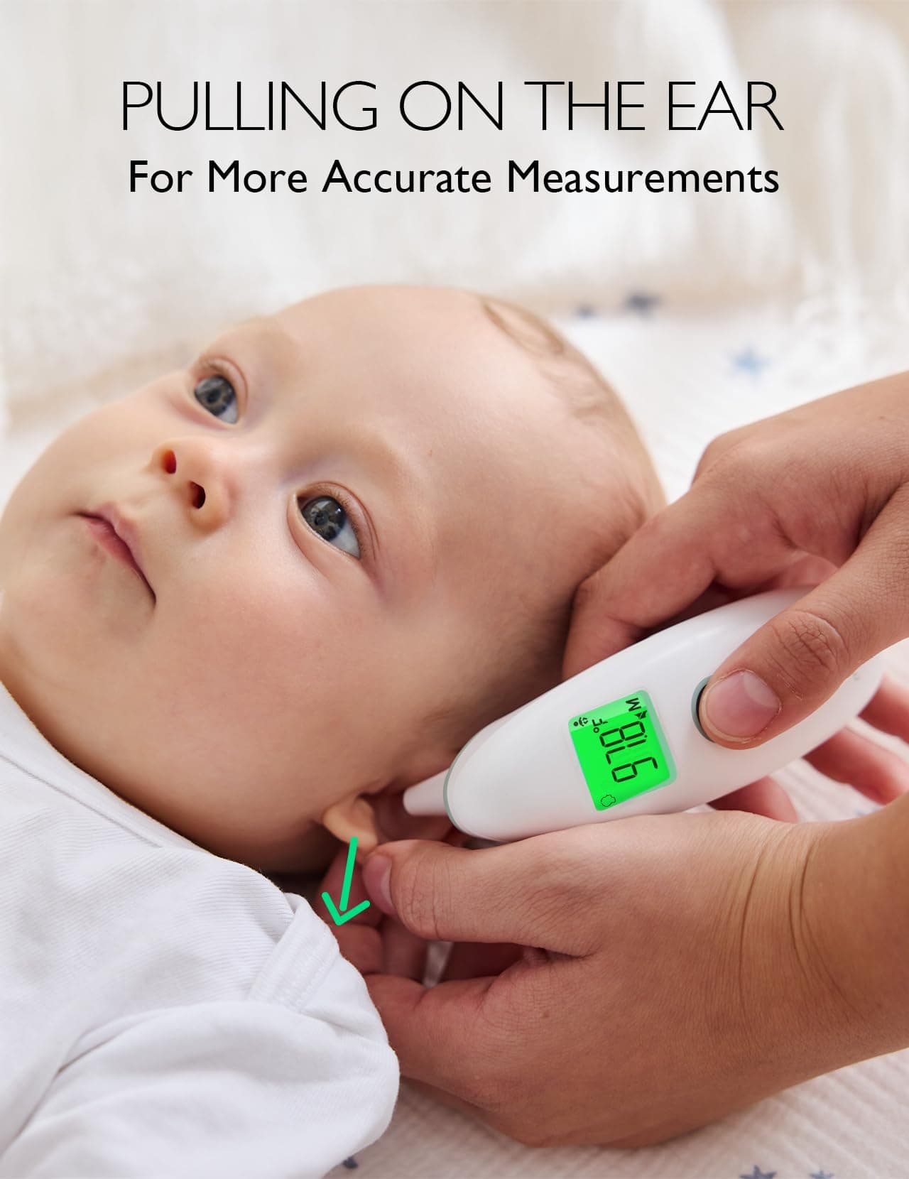 Momcozy Non-Contact Forehead and Ear Thermometer, Digital Infrared Thermometer for Adults and Children, with Child Mode, Fever Alarm Function, Mute and Memory Functions, Fast and Accurate Measurement thumbnail 3