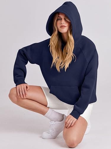 ANRABESS Women Hoodies Oversized Fleece Long Sleeve Comfy Casual Basic Pullover Sweatshirts 2025 Fall Outfits Sweater - Small - Navy Blue thumbnail 7
