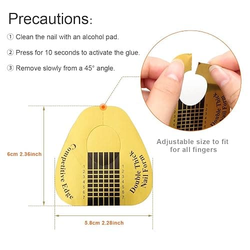 200 PCS Nail Forms for Builder Gel, AHIER Self-adhesive Nail Extension Forms for DIY at Home Professional Nails Art Supplies thumbnail 7
