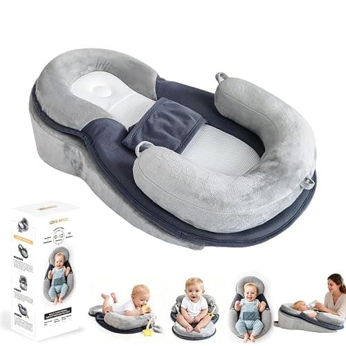 LOVE MAGE Baby Feeding Pillow, Anti Overflow Breast Feeding Pillow, Baby Lounger & Tummy Time Mat, Detachable Design - Image 1