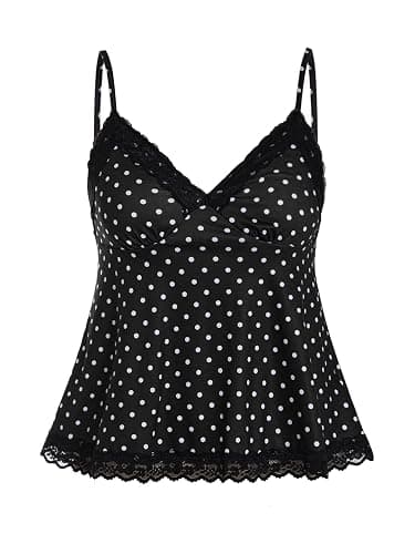 SOLY HUX Womens Y2K Lace Cami Sleeveless Striped Spaghetti Strap Camisole Gothic Babydoll Tops - Image 1