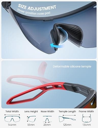Lamicall 24g Polarized Sports Sunglasses for Men Women - UV400 Protection Sun Glasses Gifts for Running Cycling Baseball thumbnail 6