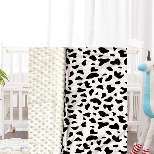 Baby Blanket for Boys Girls Super Soft Double Layer Minky with Dotted Backing Cute Cow Crib Receiving Blanket Bed Throws for Newborns Nursery Stroller Toddler 30 x 40 Inch (Black White Cow) thumbnail 3