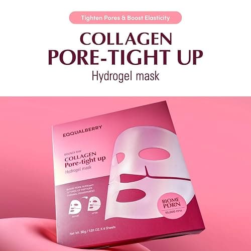 EQQUALBERRY Collagen Pore-Tight Up Mask - PDRN & Low Molecular Collagen for Pore Minimizing and Firming | Korean Collagen Face Mask for Glass Skin, 4 Sheets, 1.01 OZ. thumbnail 2