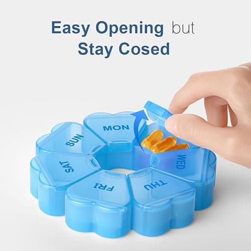 Large Weekly Pill Organizer, Pill Box 7 Day, KAPENS Daily Vitamin Case Large Capacity Compartments, Pill Containers for Fish Oil Medicine Supplements, Blue thumbnail 4