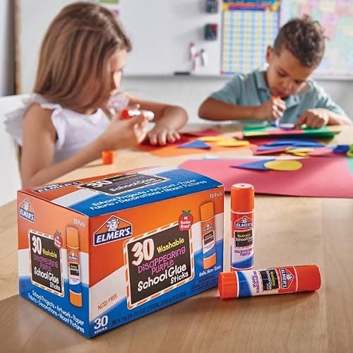 Elmer's Disappearing Purple School Glue Sticks, Washable, 7 Grams, 30 Count - Poster, Vision Board, Back to School, Bulk Pack for Classrooms, #1 Teacher Brand thumbnail 3