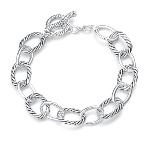 UNY JEWEL Twisted Cable Wire Link Chain Bracelet Two Tone Designer Brand Inspired Women Jewelry Valentine (2 Tone) - Image 1