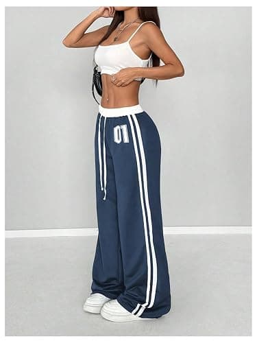 SOLY HUX Women's Baggy Sweatpants Wide Leg Ed Hardy Sweatpant Y2k Drawstring Pants Streetwear thumbnail 5