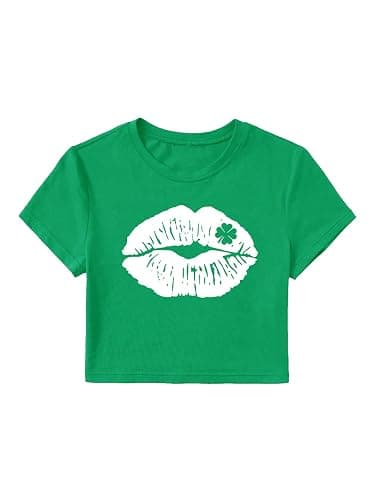 Women's St. Patrick's Day Crop Top St. Paddy's Day Shirt Irish Shirts Shamrock Graphic Short Sleeve Crop Tops for Teen Girls - Image 1