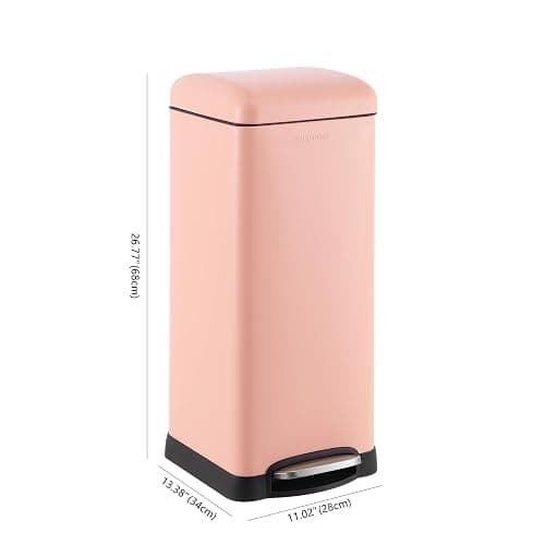 happimess HPM1007J Betty Retro 8-Gallon Step-Open Trash Can, Fingerprint Resistant, Modern, Minimalistic for Home, Kitchen, Laundry Room, Office, Bedroom, Bathroom, Flamingo Pink - Image 1