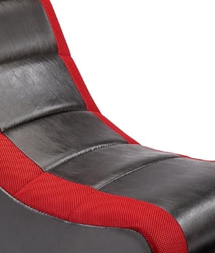 The Crew Furniture Classic Video Rocker Floor Gaming Chair, Kids and Teens, Racing Stripe PU Faux Leather & Polyester Mesh, Black/Red thumbnail 11