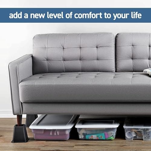 Home It Adjustable Bed Risers - Elevation in 3, 5 or 8 Inch - Heavy Duty Stackable Furniture Risers Supports 1,300 lbs - for Under-Bed Storage, College Dorms, Table and Couch, 4 Pack Bed Lifts Black thumbnail 7