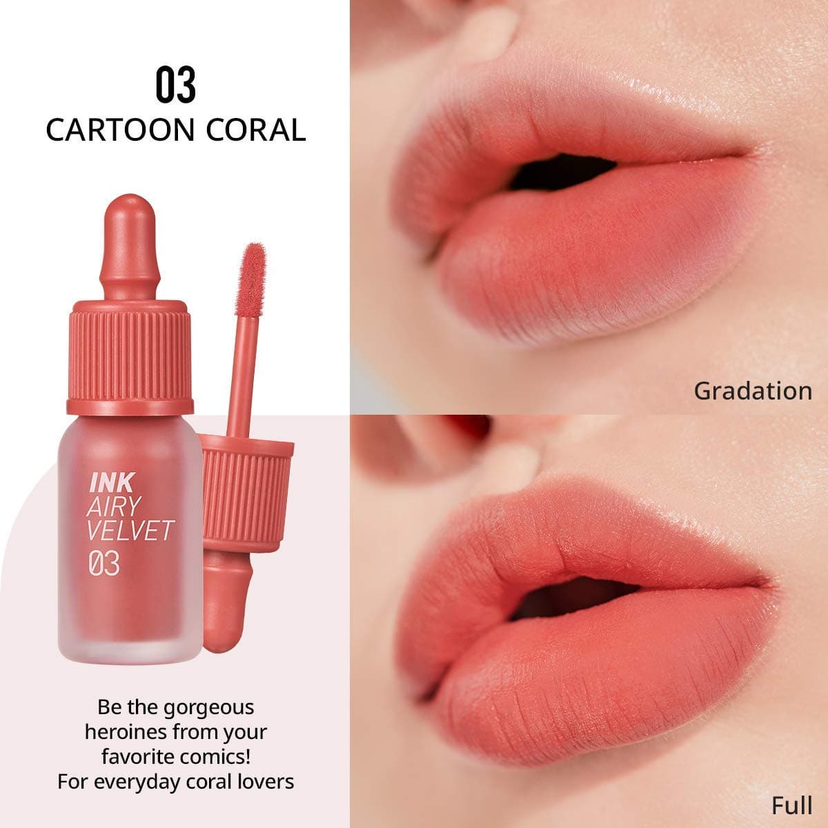Peripera Ink Airy Velvet 0.14 Ounce 03 Cartoon Coral (NEW) thumbnail 2