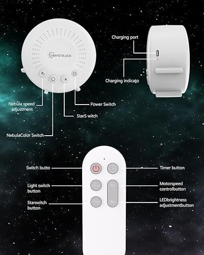 MYSTILUCK Galaxy Star Projector Night Light, Multiple Light Modes - Mini | Star Projector, Timer & Remote Control, RGB Dimming, Ambient Lights for Kids & Adults, Bedroom Home Cinema, Birthday Gifts thumbnail 5