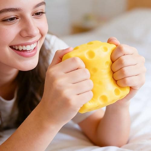 Big Cheese Squishy , Jumbo Squishy Cheese Block Stress Relief Fidget Toy,Large Size Viral Squeeze Toys for Holiday & Birthday Gifts (Large) thumbnail 7