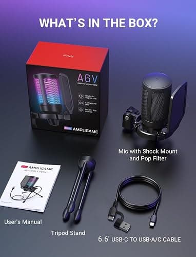 FIFINE AmpliGame A6V USB Gaming Microphone, Condenser RGB Mic for Streaming | Quick Mute, RGB, Gain Control, Tripod Stand, Pop Filter, Shock Mount, for PC/PS5 Discord Twitch Podcasts Videos YouTube thumbnail 9