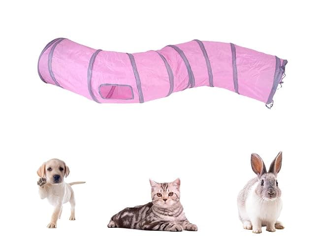 iCAGY Cat Tunnel for Indoor Cats Interactive, Rabbit Tunnel Toys, Pet Toys Play Tunnels for Cats Kittens Rabbits Puppies Crinkle Pop Up 47" Shape S thumbnail 3