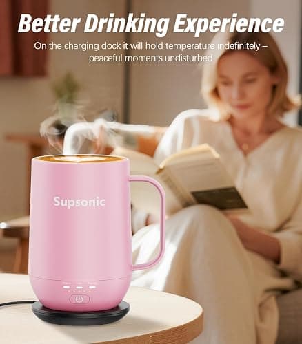 Supsonic - 16oz Self Heating Coffee Mug, Smart Heated Coffee Mug Faster Direct-Contact Heating Up to 149°F, Coffee Mug Warmer Set with Auto Shut-Off - Gifts for Men Women | S2 thumbnail 4