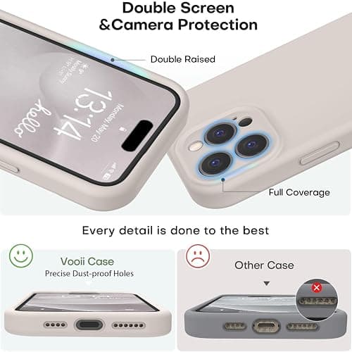 Vooii Compatible with iPhone 16 Pro Max Case, Liquid Silicone Upgrade [Camera Protection] [Soft Anti-Scratch Microfiber Lining] Shockproof Phone Case for iPhone 16 Pro Max 6.9 inch - Stone thumbnail 3