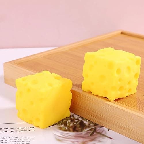 Kawaii Cheese Squishy Toy Slow Rising Stress Relief Fidget Toy Giant Jumbo Yellow Squeeze Ball Sensory Toys Soft Novelty Food Squishies Anxiety Relief for Help Adults Relax Focus (4.33in/11cm) thumbnail 2