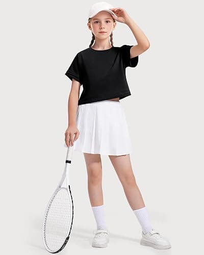 NUMYEAN Girls Crop Tops Short Sleeve T-Shirts for Girl Crew Neck Basic Tee Size 7-14 Years thumbnail 3