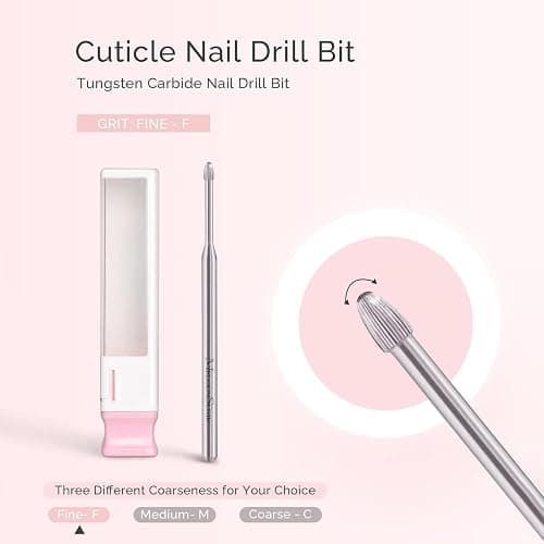 MelodySusie Cuticle Clean Nail Drill Bit 3/32'', Professional Safety Carbide Under Nail Cleaner Nail Bit for Cuticle Dead Skin Nail Prepare, Two Way Rotate, Manicure Nail Salon Supply(Silver, Fine) thumbnail 2