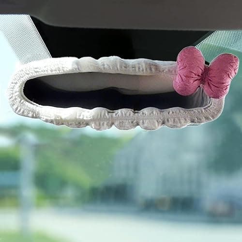 Hikiwin Elastic Auto Rear View Mirror Protector, Cute Automotive Interior Mirrors Protector for Women, Universal Elastic Vehicle Rear View Mirror Decoration Accessories for Car - Image 1