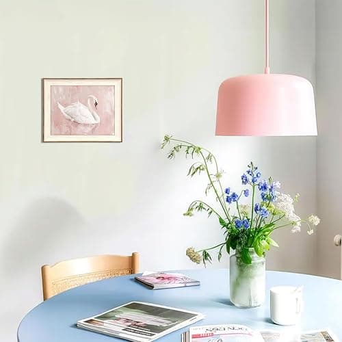 Uniro Framed Canvas Wall Art Swan Decor, Vintage Wall Art Animal Oil Painting Bathroom Wall Decor, White Swan Vintage Art Prints for Pink Room Decor, Pastel Pink Coquette Room Decor for Nursery, Bedroom, Girly R.oom D.ecor- 10x12 inches thumbnail 5