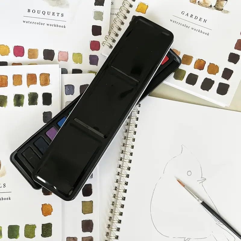 Watercolor Workbook beginner, Cuaderno de Acuarelas para PrincipiantesKit Completo con 12 Colores, Pincel, Flores y Aves - Ideal Adultos, Niños y Adolescentes, Incluye Regalo Artístico y Manualidades (E) thumbnail 5