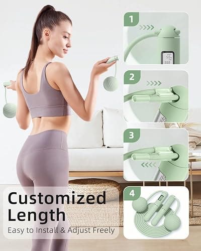 YOTTOY Skipping Ropes for Adults -Cordless Counter Jump Rope with Large Cordless Ball-Weighted Jump Rope for Women with LCD Display thumbnail 7