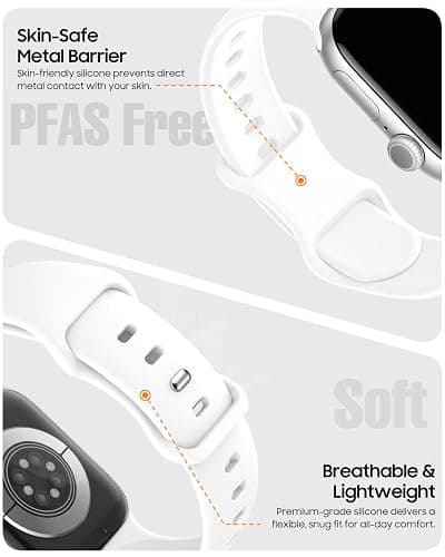 TreasureMax Sport Band Compatible with Apple Watch Bands 38mm 40mm 41mm 42mm 44mm 45mm 46mm 49mm White, Soft Silicone Strap Compatible for Apple Watch Series 11 10 9 Ultra SE 8 7 6 5 4 3 Men Women thumbnail 3