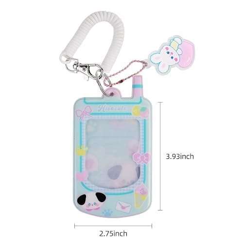 Kpop Photocard Holder with Keychain Cute Pendant 3 inch Idol Album Photo Card Sleeves ID Bus Bank Credit Card Protector for Student Kpop Fan (Green) thumbnail 3