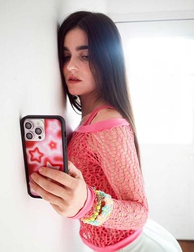 Wildflower Cases - Red Dream Star, Compatible with Apple iPhone 16 Pro Max | Red Pink White Space Aesthetic Cute Trendy - Protective Black Bumper, 4ft Drop Test Certified, Women Owned Small Business thumbnail 5
