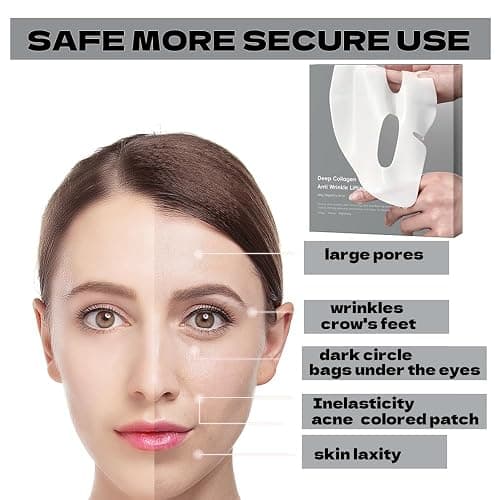 Collagen Face Mask Hydrating Overnight Collagen Face Mask (6 pcs/1 Box) Deep Collagen Anti Wrinkle Lifting Mask - Pure Collagen Films for Improve Elasticity Firming And Moisturizing thumbnail 5