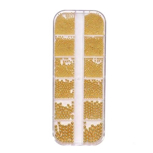 Gold Nail Charms Caviar Beads for Nails 6 Sizes Gold Beads for Nails | 0.8mm Gold Nail Charms Gold Beads for Nails Caviar Beads for Nails Gold Balls for Nails Nail Art Decoration Charms for Nails - Image 1