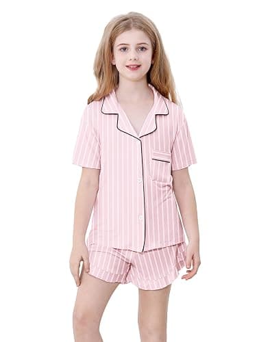 Schbbbta Girls Pajamas Set 2 Piece Button Down Pjs Soft Ruffle Sleepwear Loungewear thumbnail 4