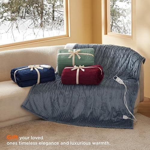 Bedsure GentleSoft Electric Blanket Twin - Soft Ribbed Flannel Heated Blanket, Heating with 10 Time Settings, 6 Heat Settings, and 8 hrs Timer Auto Shut Off, Gifts for Grandma (62x84 inches, Green) thumbnail 8