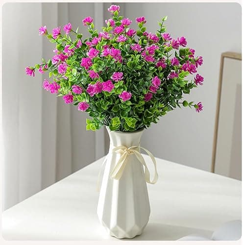 Origami Ceramic Vase with Ribbon, 7.9" H, Artistic Design Flower Vase Geometrical Style for Modern Home Decoration thumbnail 7