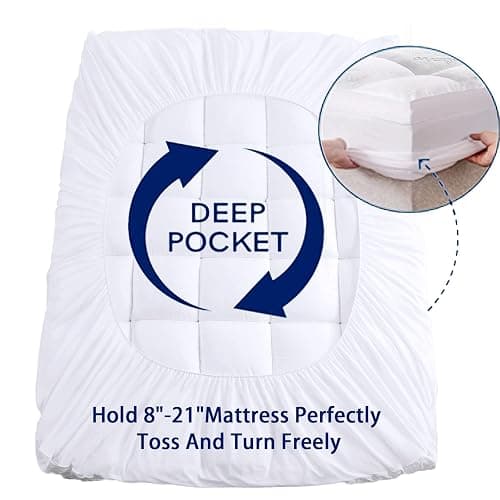 Mattress Topper Twin XL Size, Cooling Extra Thick Breathable Viscose Made from Bamboo Mattress pad, Soft Quilted Fitted Mattress Cover with 1000 GSM Down Alternative Fill (8-21”Deep Pocket) thumbnail 5