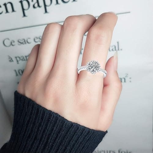 M&Ostyle 925Silver Moissanite Adjustable Engagement Ring, Promise Eternity Ring for Women,Wedding Rings,Jewelry Gift,Friendship Promise Fashion Jewelry Valentine Gifts for Women - flower thumbnail 4