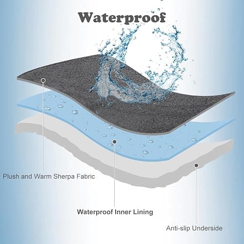 Onarway Waterproof Dog Blanket for Sofa: Washable Pet Bed Blanket Sofa Cover Protector for Dogs Cats - Anti-Slip Sherpa Fleece Throw Puppy Blanket for Bed Furniture Car Chair Floor - 120x152cm Grey thumbnail 3
