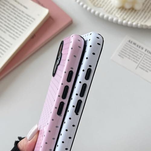 Longlayss Compatible with iPhone 16 Plus Case Cute Aesthetic Polka Dot Phone Case for Women Girl Shockproof Slim TPU and Hard PC Protective Cover (White) thumbnail 8