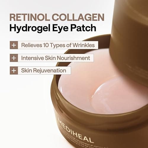 Mediheal Retinol Collagen Under Eye Patches - Korean Hydrogel Eye Pads (60 patches) with 95% Retinol & 5 Micro Collagen. Nourishing & Non Irritating Eye Gel Mask. Sealing Cap & Spatula Included. thumbnail 3