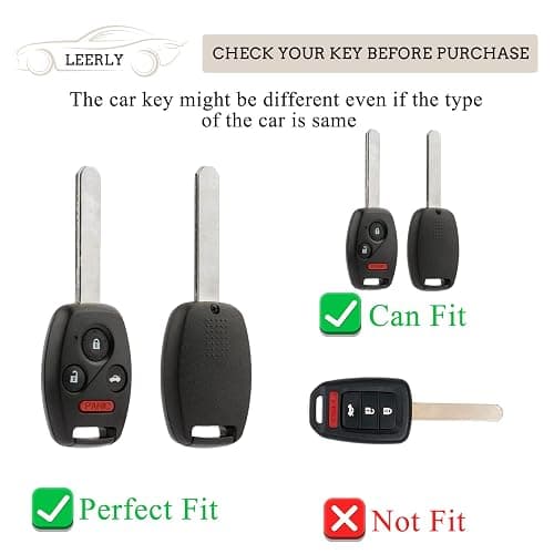 LEERLY Key Fob Cover with Anti-lost Keychain Compatible with Honda Accord Civic EX CR-V Pilot White thumbnail 2