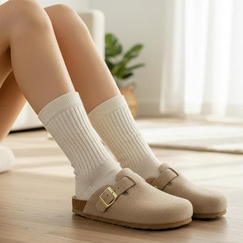 CUSHIONAIRE Hana Womens Clogs | Comfortable Vegan Suede Clogs for Women | Slip On Potato Shoes with Cork Footbed & Arch Support | Memory Foam, Wide Widths Available thumbnail 7