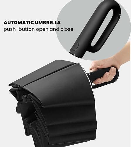 MRTLLOA Travel Essentials Ring Handle Umbrella, Windproof for SUN/UV and Rain with Reflective Stripe, Compact Folding Backpack Umbrella for Women Men, 10 Ribs thumbnail 4