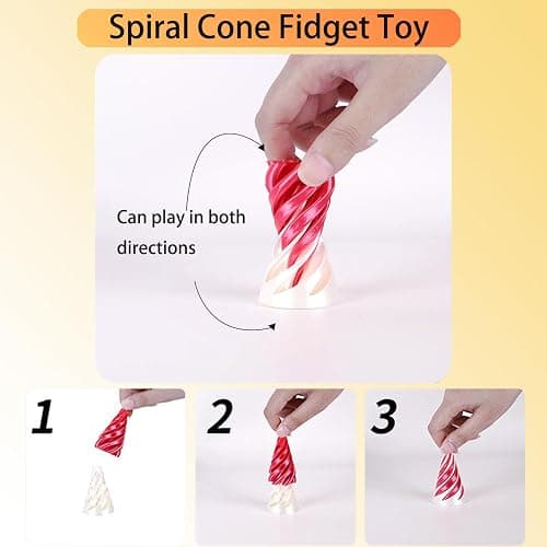 3 Packs Impossible Cone,Spiral Cone Fidget Toy Impossible Pyramid Passthrough Toy,3D Printed Spiral Cone Fidget Toy,Mini Vortex Thread Illusion Desktop Deco Souvenir Gift for Anxiety Relaxing thumbnail 5