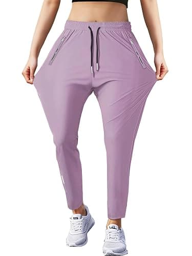 Hidkat Women's Outdoor Hiking Pants Lightweight Breathable Quick Dry Stretchy Running Athletic Pants with Zipper Pocket - Image 1