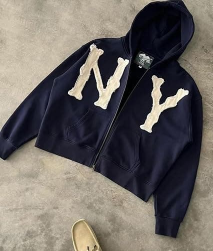 Dynict Unisex Letter Embroidery Trendy Hoodies Zip Up Casual Overszie Colorful Y2K Hip Hop Streetwear Harajuku Jacket thumbnail 5