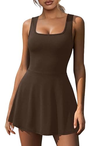NIASHOT Women's Athletic Dress with Built-in Shorts & Pockets Workout Tennis Golf Active Wear U Neck A-line Dresses - Image 1